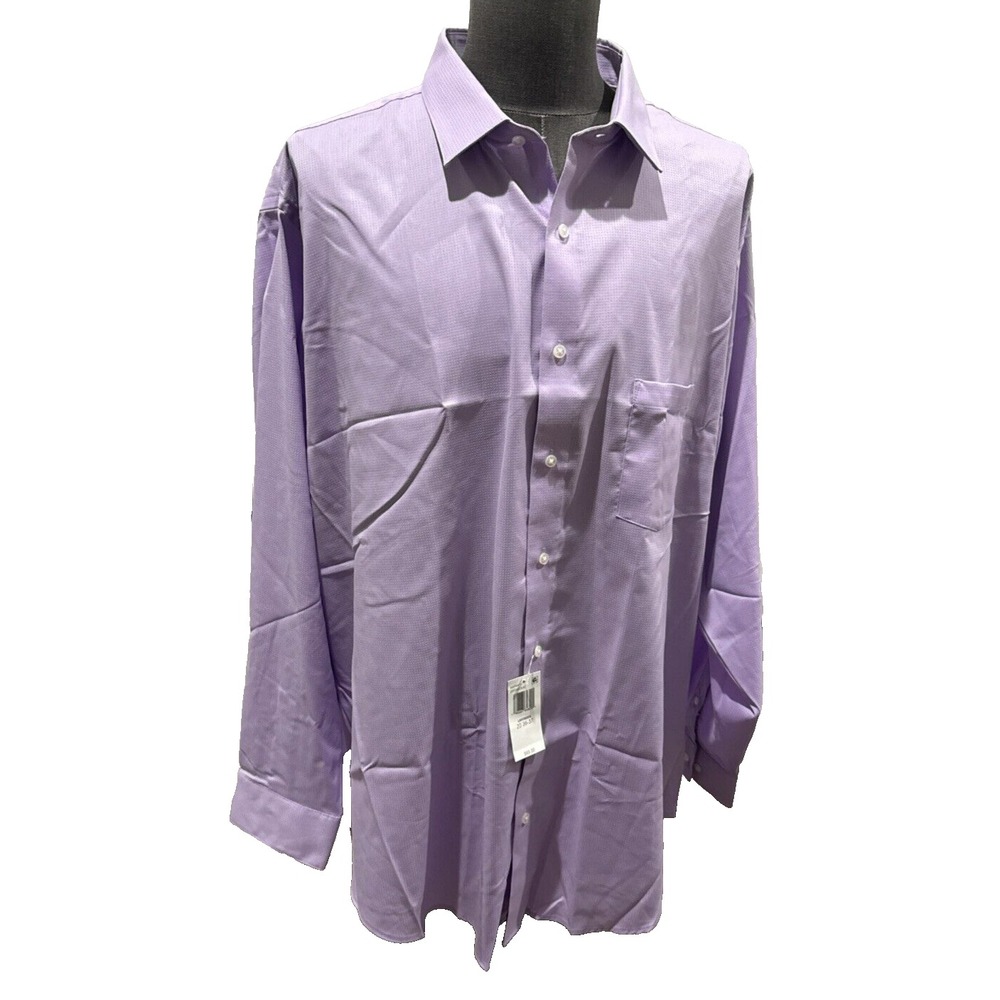 Van Heusen Lavender Dress Shirt Everyday Defense Tall Fit Stretch 20 X 36-37 NWT